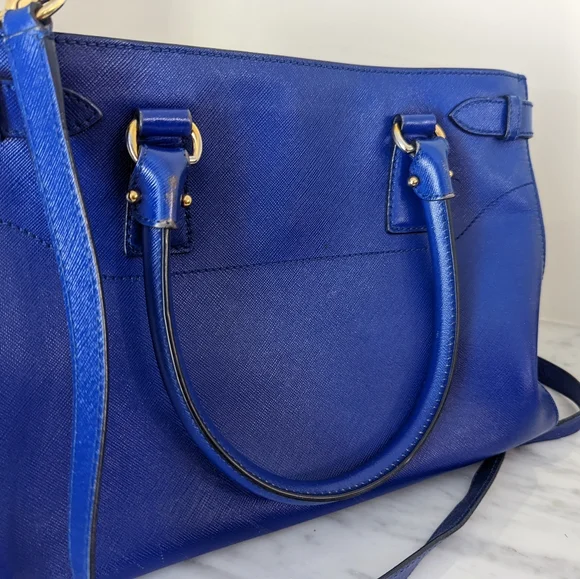 Authentic Salvatore Ferragamo top handle bag in cobalt baltik blue - Picture 6 of 14